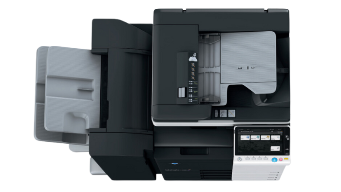 An image of a copier as viewed from above